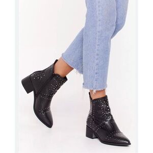 {Nasty Gal} Misunder-Stud Faux Leather Ankle Boot